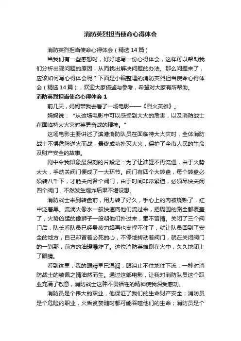 消防英烈担当使命心得体会（精选14篇）