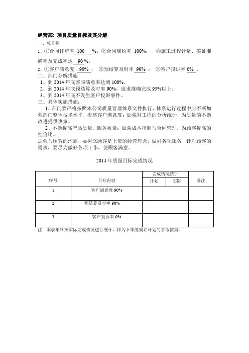 企业经营总目标分解