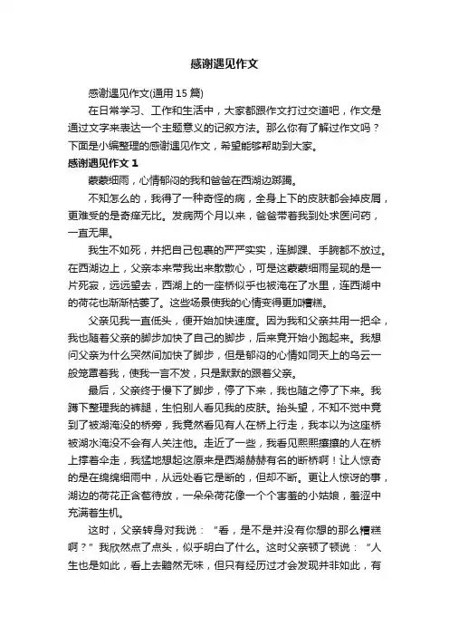 感谢遇见作文（通用15篇）