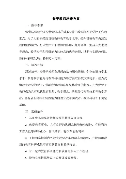 骨干教师培养方案