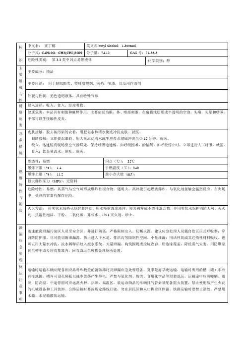 正丁醇MSDS