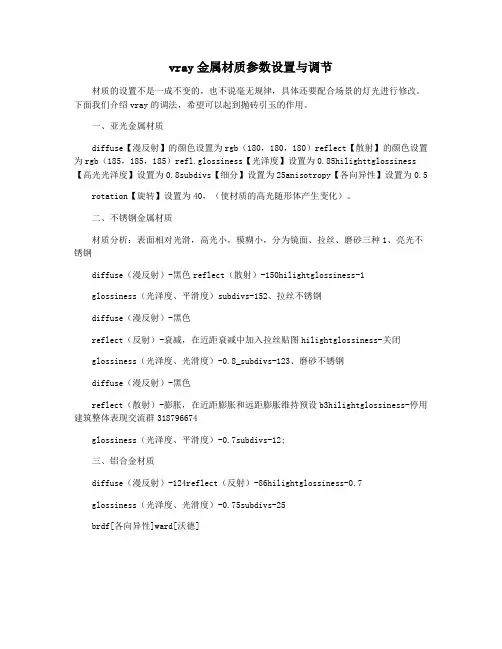 vray金属材质参数设置与调节