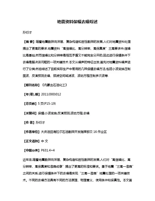 地震资料保幅去噪综述
