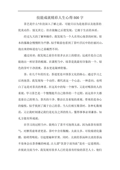 技能成就精彩人生心得800字