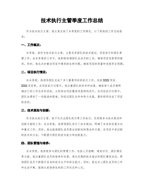 技术执行主管季度工作总结