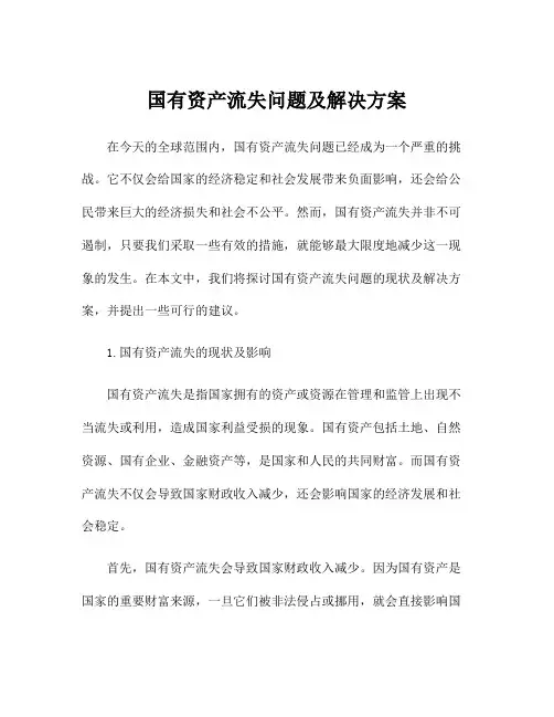 国有资产流失问题及解决方案