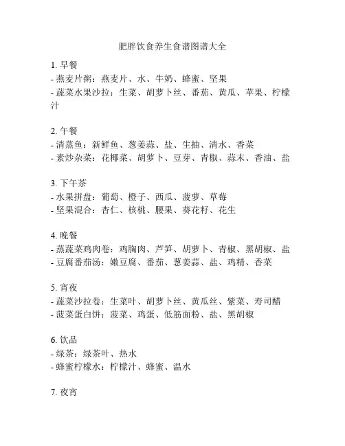 肥胖饮食养生食谱图谱大全