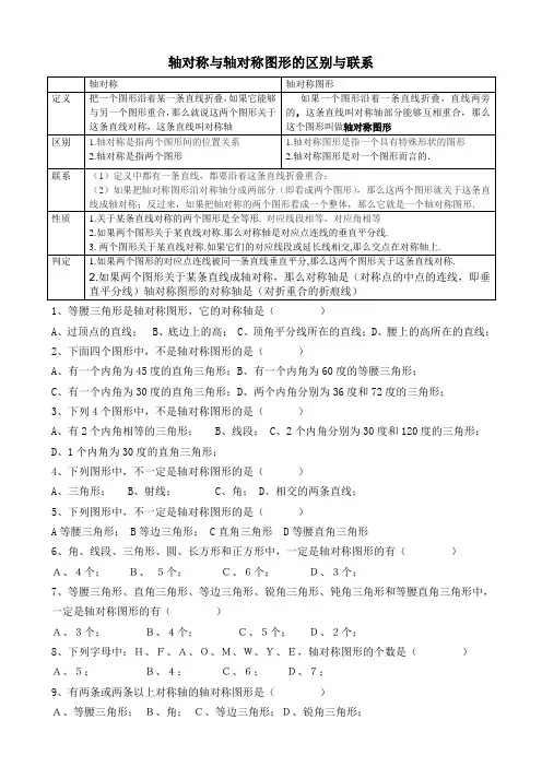 轴对称与轴对称图形的区别与联系