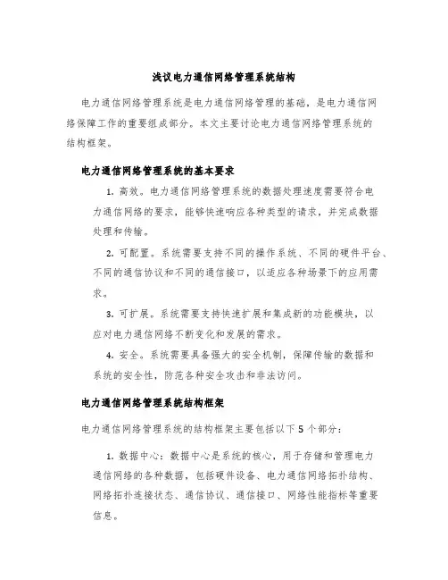 浅议电力通信网络管理系统结构