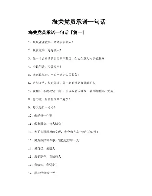 海关党员承诺一句话