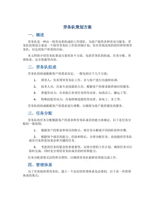 劳务队策划方案