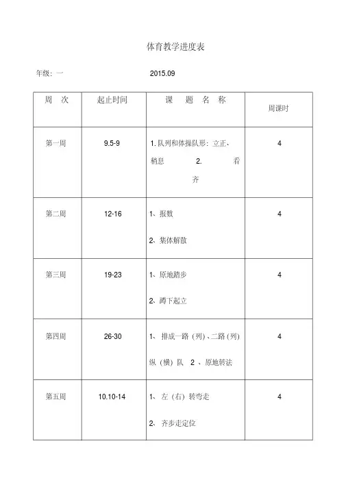 体育教学进度表