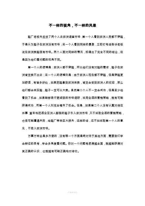 非洲卖鞋案例