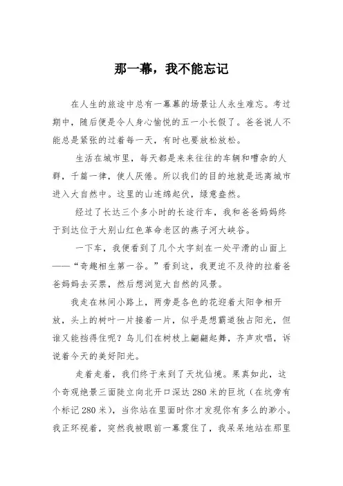 初中优秀记叙文作文：那一幕,我不能忘记_4