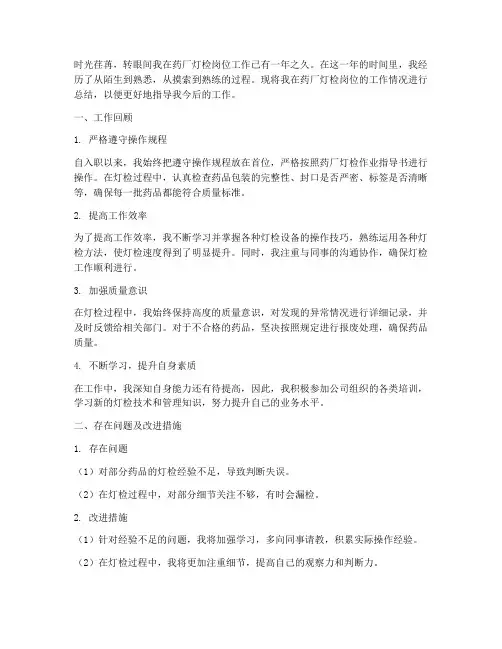 药厂灯检个人工作总结范文