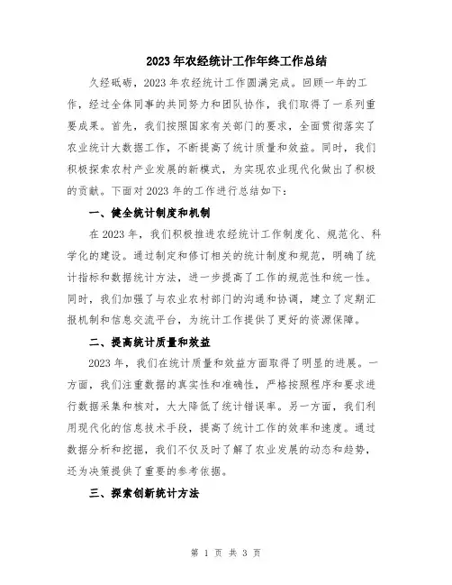 2023年农经统计工作年终工作总结