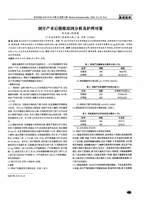 剖宫产术后腹胀原因分析及护理对策
