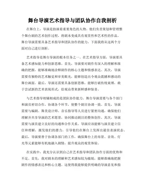舞台导演艺术指导与团队协作自我剖析