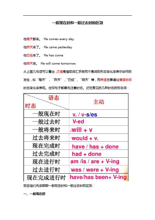 一般现在时和一般过去时区别