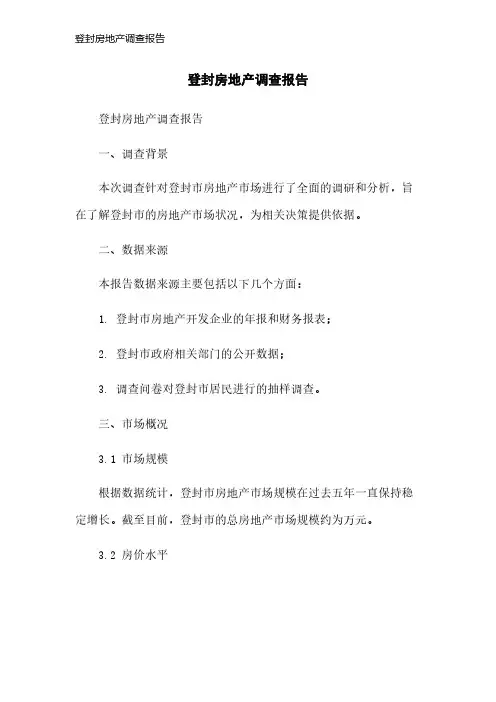 登封房地产调查报告