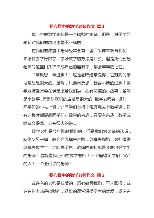 我眼中的数学老师作文500字左右