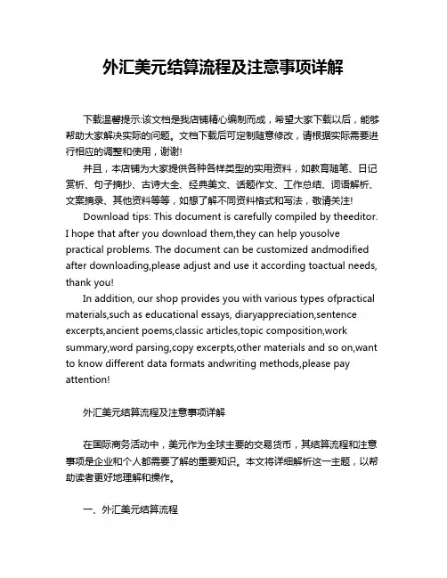 外汇美元结算流程及注意事项详解
