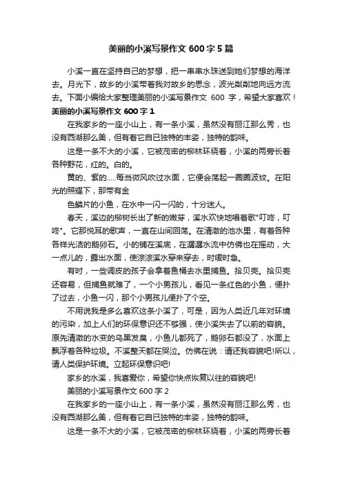 美丽的小溪写景作文600字5篇