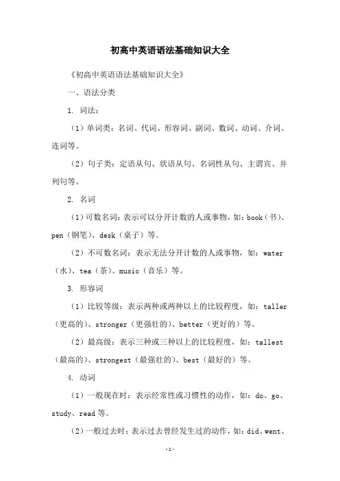 初高中英语语法基础知识大全