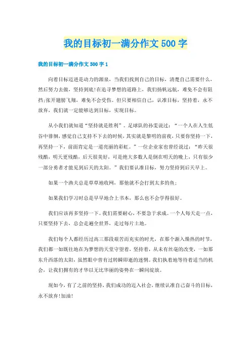 我的目标初一满分作文500字