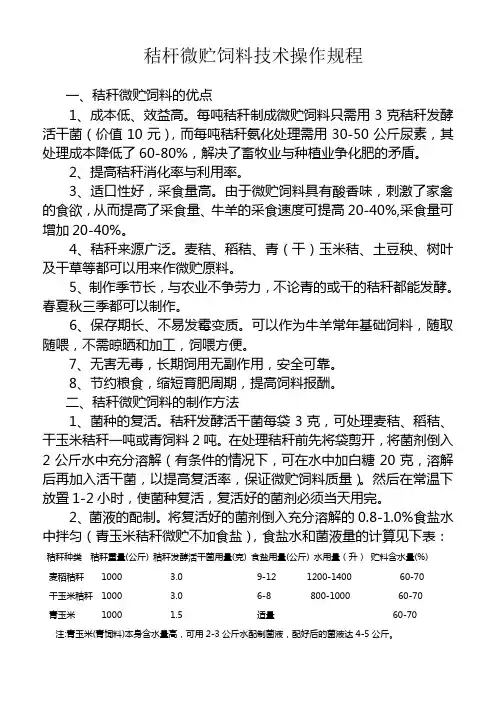 秸杆微贮饲料技术操作规程