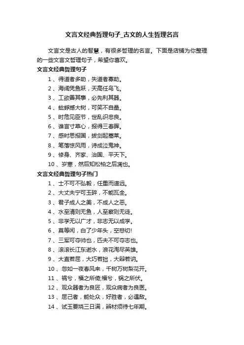 文言文经典哲理句子_古文的人生哲理名言