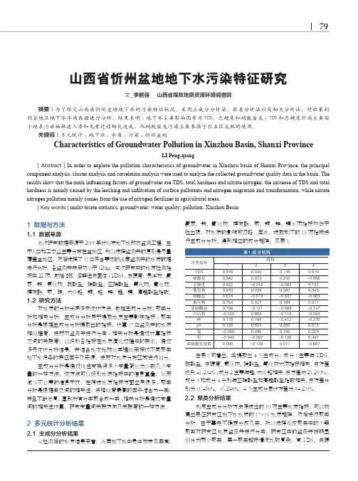 山西省忻州盆地地下水污染特征研究
