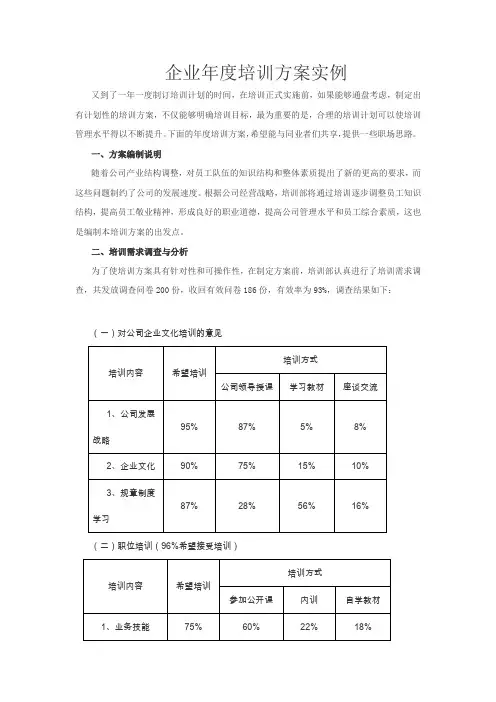 企业年度培训方案实例(6页)