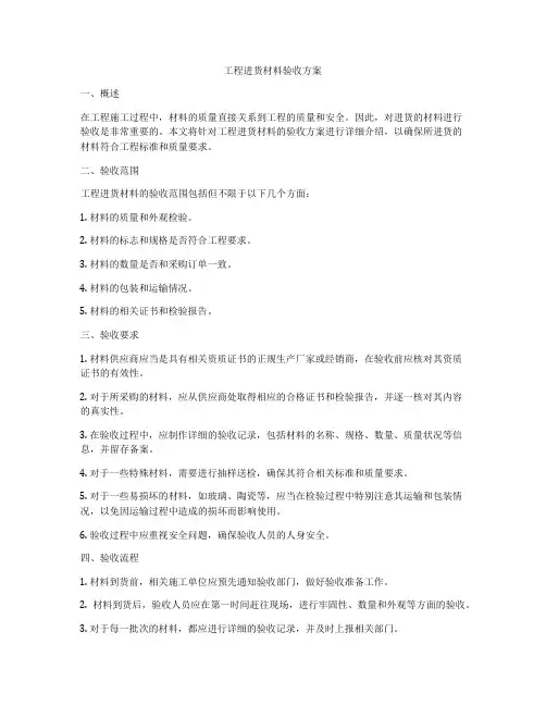 工程进货材料验收方案