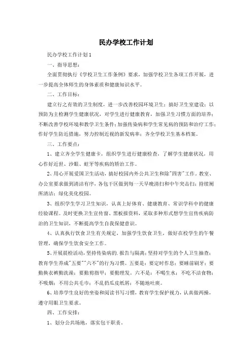 民办学校工作计划