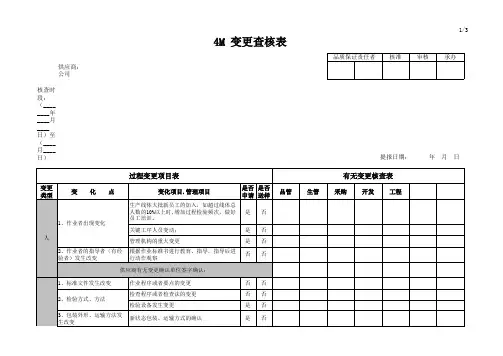 供应商4M变更管理调查表