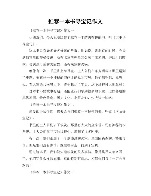 推荐一本书寻宝记作文