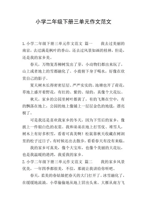 小学二年级下册三单元作文范文