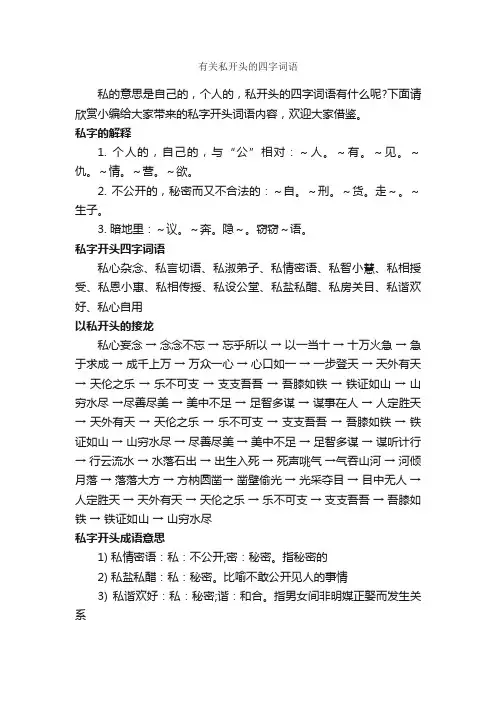 有关私开头的四字词语_好词好句