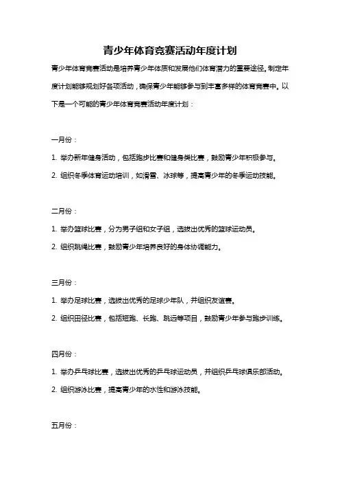 青少年体育竞赛活动年度计划