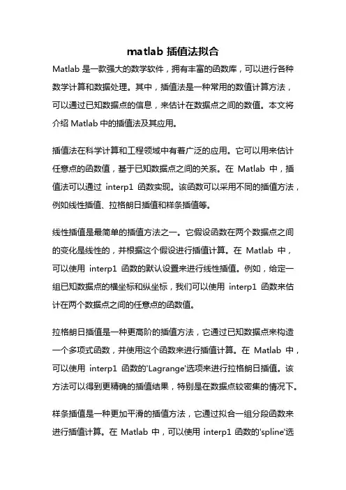 matlab 插值法拟合