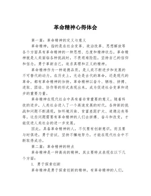 革命精神心得体会