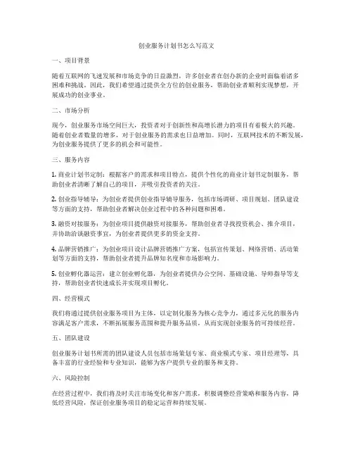 创业服务计划书怎么写范文