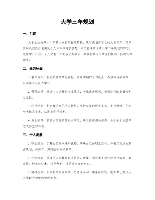 大学三年规划