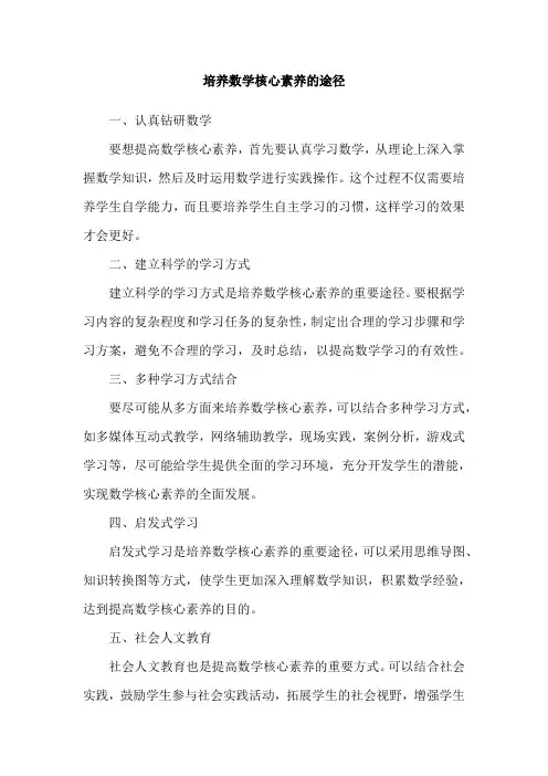 培养数学核心素养的途径
