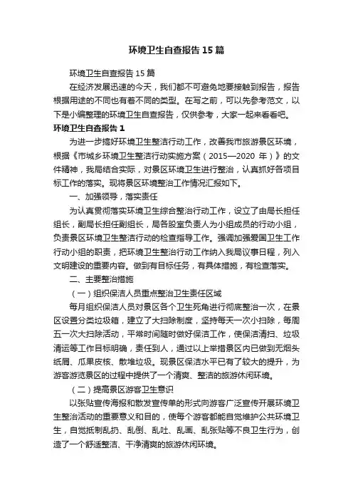环境卫生自查报告15篇