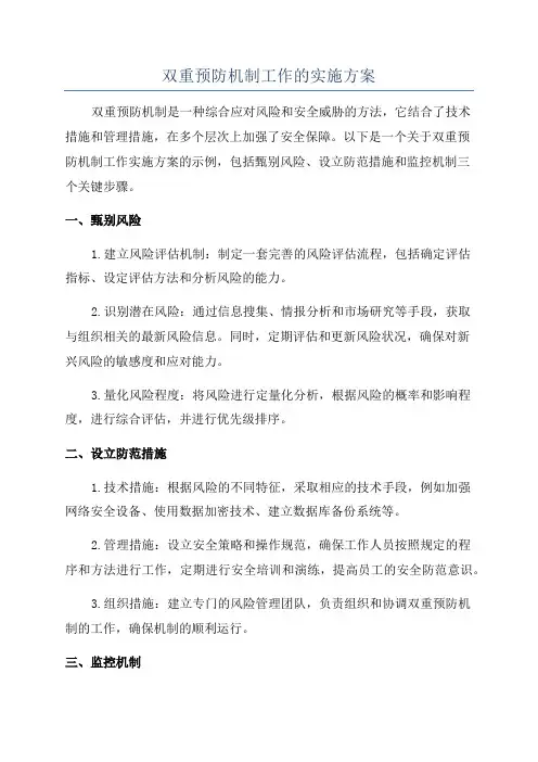 双重预防机制工作的实施方案