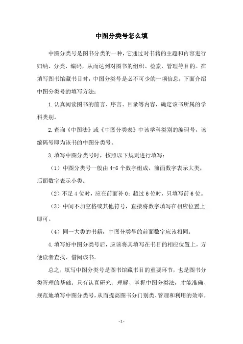 中图分类号怎么填