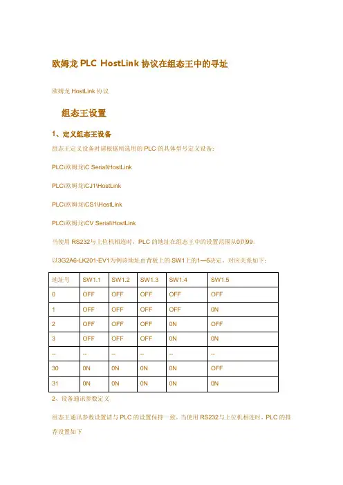 欧姆龙PLC HostLink协议在组态王中的寻址