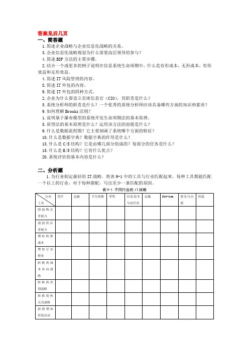 国开电大企业信息管理(甘肃)形考四参考答案